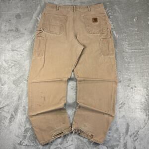 Carhartt Carpenter Work Pants Men’s 38x34 Brown Utility Workwear made in USA